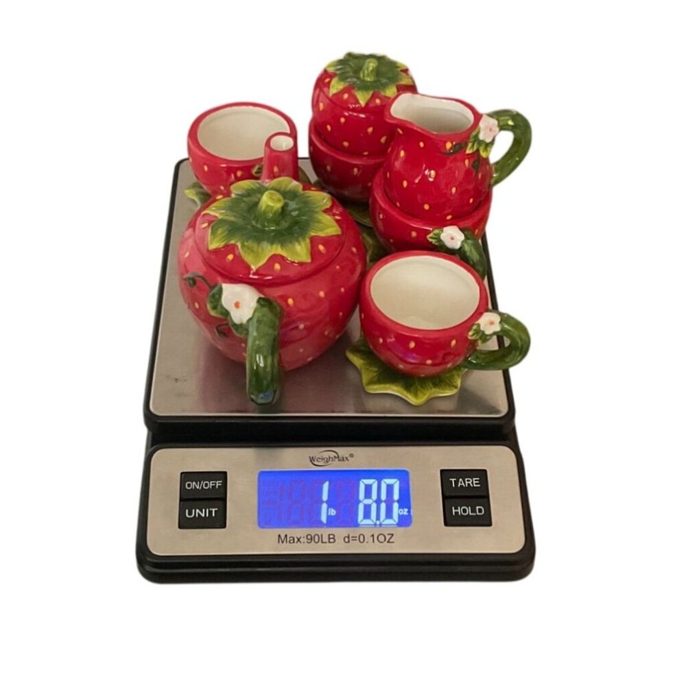 Strawberry Tea Set Ceramic Hand Painted Pot Cups Saucers Kitsch Cottagecore - Picture 14 of 14